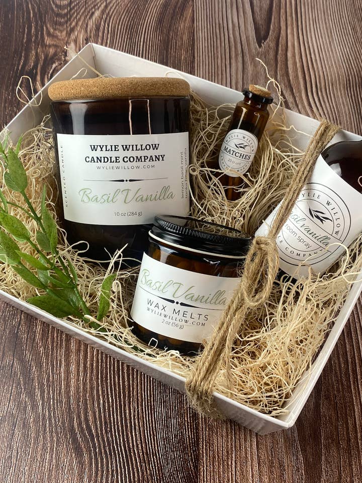 Large Candle Gift Basket for wholesale by Wylie Willow Candle Company
