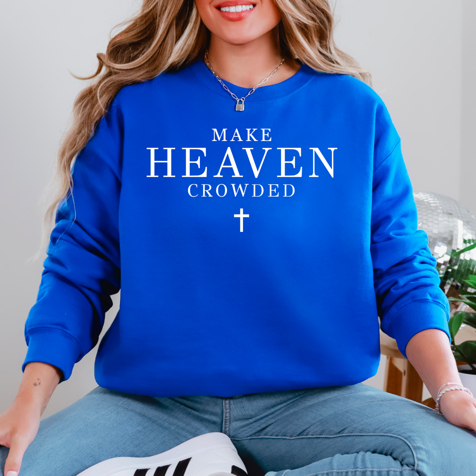 Shoppe SHC - Wholesale Graphic Sweatshirt - Women's - Make Heaven Crowded Christian Graphic Sweatshirt|Gildan 1