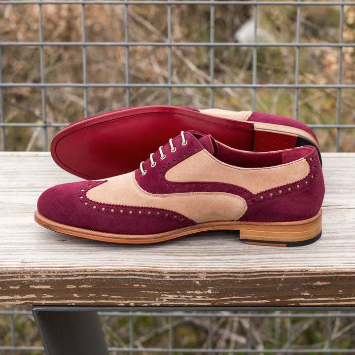 Full Brogue für Damen in Wein/Taupe für den Großhandel von Tailored Gentleman