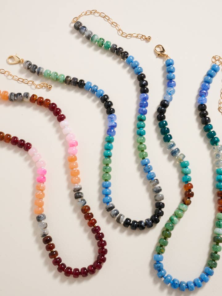 17 Inch Marbled Ombre Rounded Beaded Necklace for wholesale by Designature New York