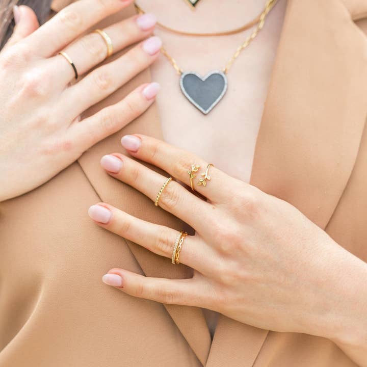Splendid Iris - Wholesale Band/Stacked Ring - Super Delicate Adjustable Simple Ring