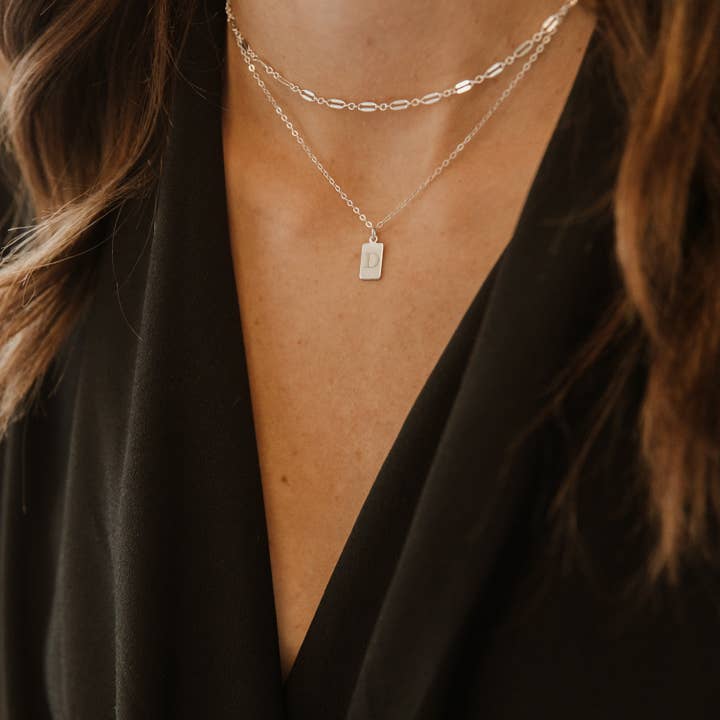 True by Kristy Jewelry - Wholesale Link & Chain Necklace - Kamryn Sterling Silver Dapped Sequin Chain Necklace