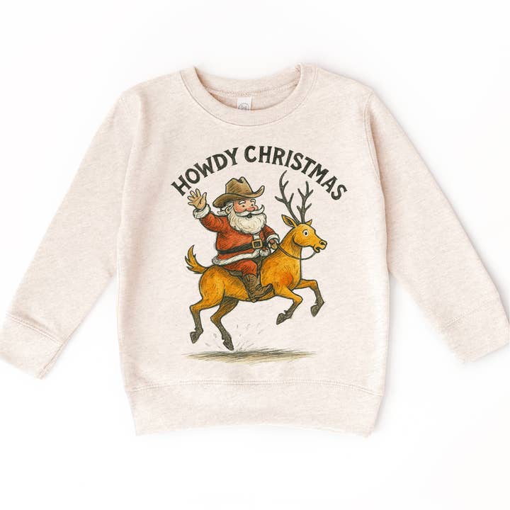 Madi Moosh - Wholesale Screen Printed T-Shirt - Kids - Howdy Christmas Rodeo Santa T-Shirt - Christmas Tee5