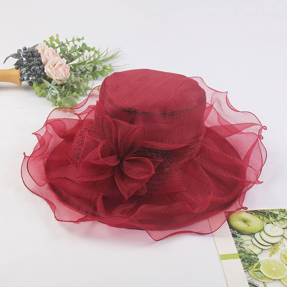 ACCITY - Wholesale Straw Hat - Women's - WOMEN NEW BEACH COVER FLOWER MESH HAT_CWAH12076