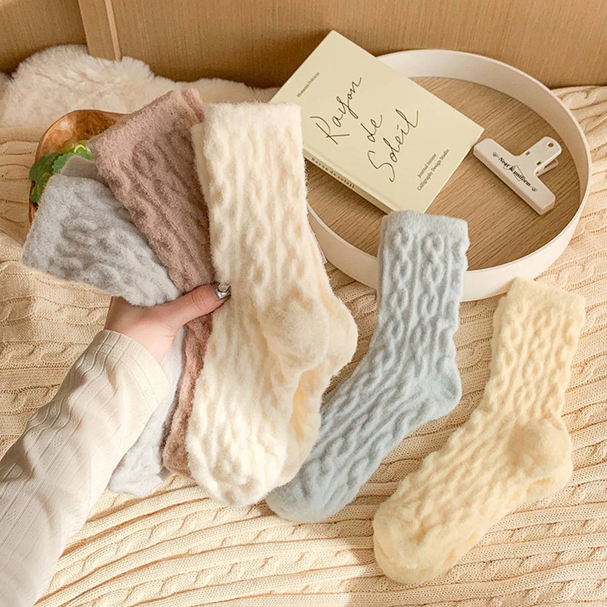 ACCITY - Wholesale Socks - Women's - Cable Knit Socks Women Candy Color Winter Warm_CWMS0288310