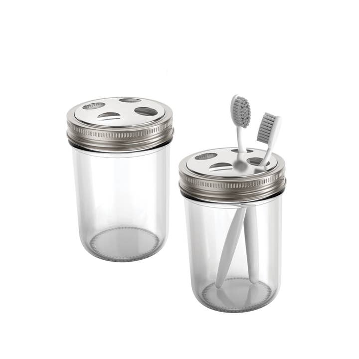 Fox Run Brands - Wholesale Toothbrush Holder - Jarware Toothbrush Holder Lids For Wide Mouth Mason Jars