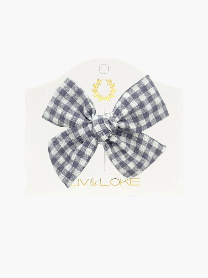 Ester Bow - Navy Gingham voor wholesale door Liv & Loke