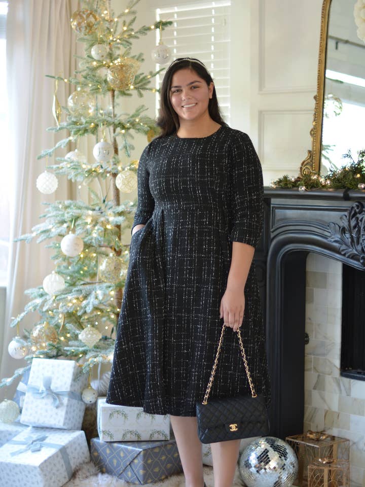 Vestido midi de tweed negro de Asos para venta al por mayor de Skirt Society