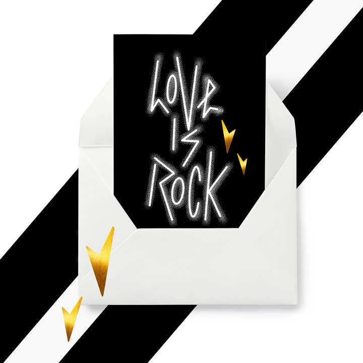 LOVE IS ROCK: Biglietto d'auguri / San Valentino / Amore / Biglietto Chic per la vendita all'ingrosso da parte di Kiki Gunn