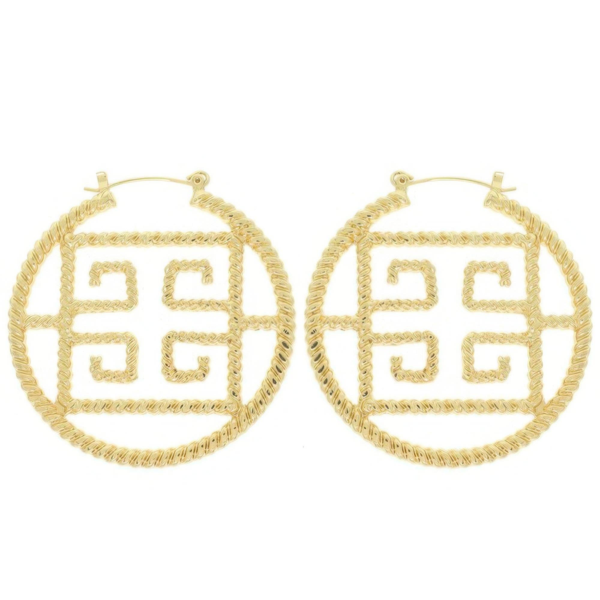 CC Wholesale Clothing – Großhandel Hoops – Fashionista Kreolen mit griechischem Schlüsselmotiv0