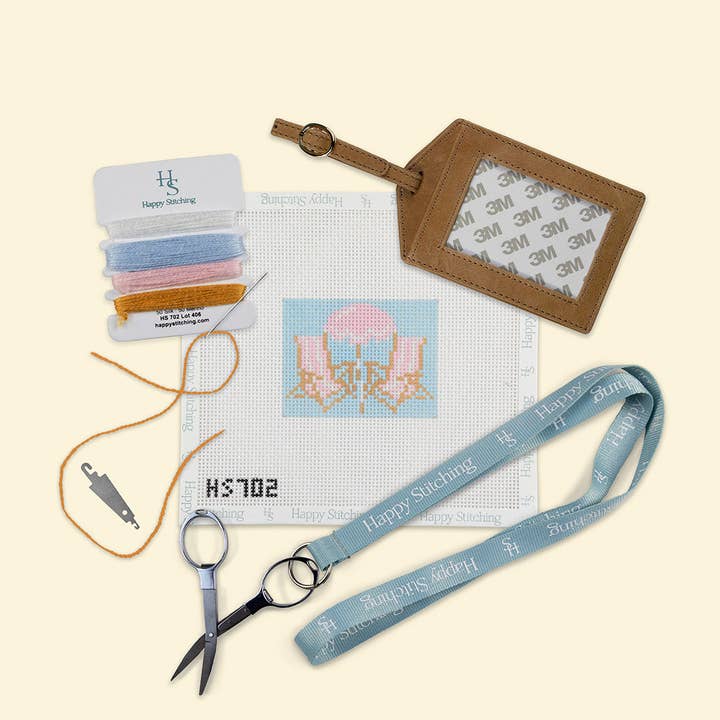 Happy Stitching - Wholesale DIY Craft Kit - Beach Bliss Luggage Tag Kit: All-In-One, Self Finishing Needlepoint Kit