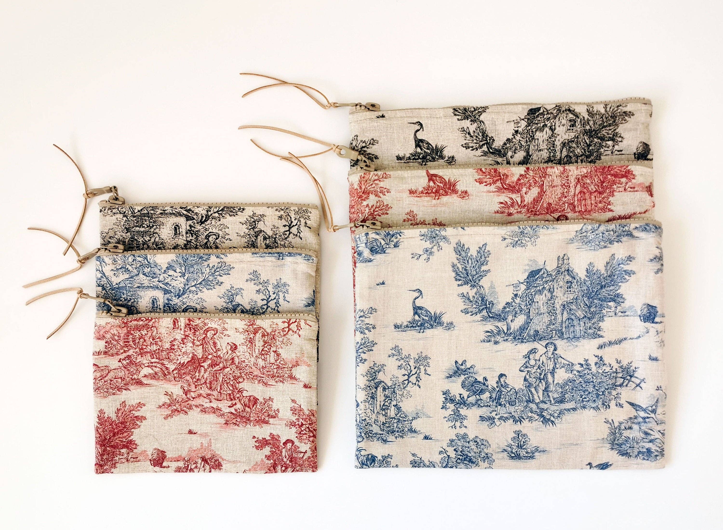 Homesite - Wholesale Pouch - Women's - Toile De Jouy Zipper Pouch, Three Colors and Two Sizes3
