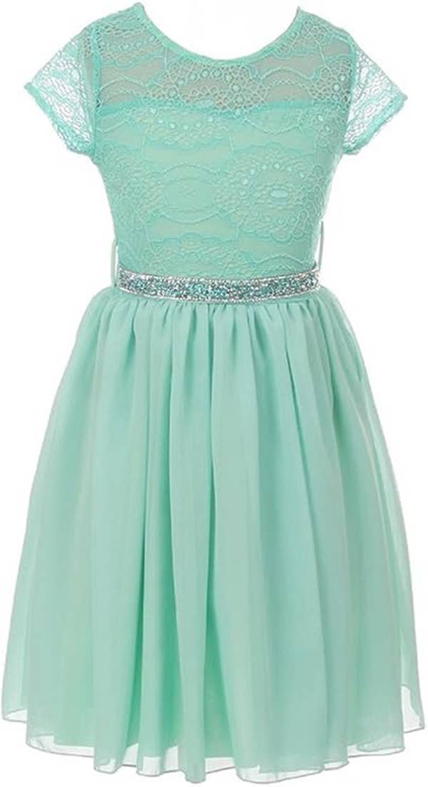 iGirlDress - Wholesale Dress - Kids - Floral Lace and Chiffon Flower Girl Dress 2-144