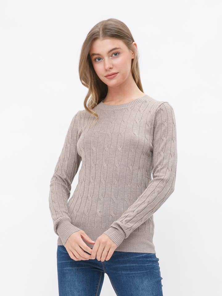 .1120 Crewneck Cable-knit Sweater SI-23383 for wholesale by 42POPS