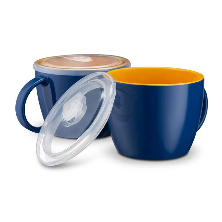 Kook - Wholesale Bowl - Kook Ceramic Soup Mugs with Lids, 25 oz, Set of 2