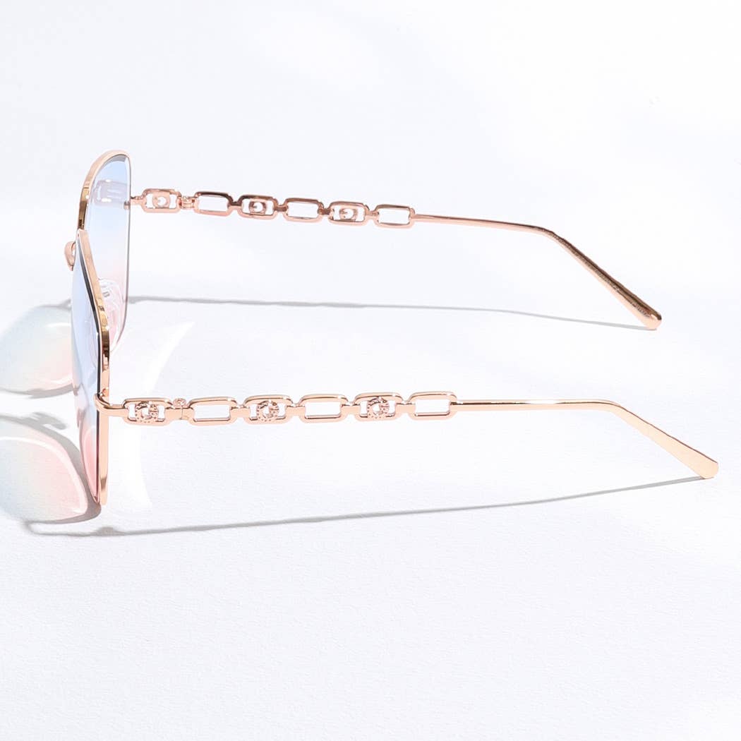 12 CORES SORTIDAS Óculos de sol em forma de corrente de lentes coloridas com armação fina para venda a revendedores na Faire9