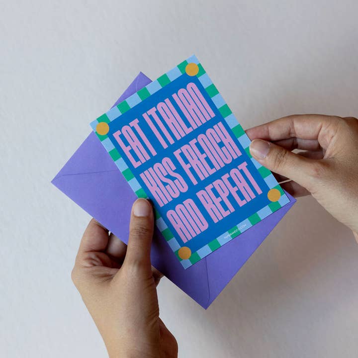 Papier and Co. - Wholesale Love Card - Card - Eat Italian, kiss French1