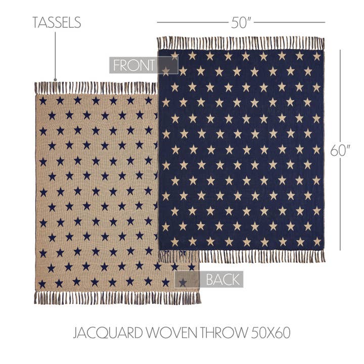 VHC Brands - Wholesale Throw Blanket - My Country Jacquard Stars Woven Throw 50x60
