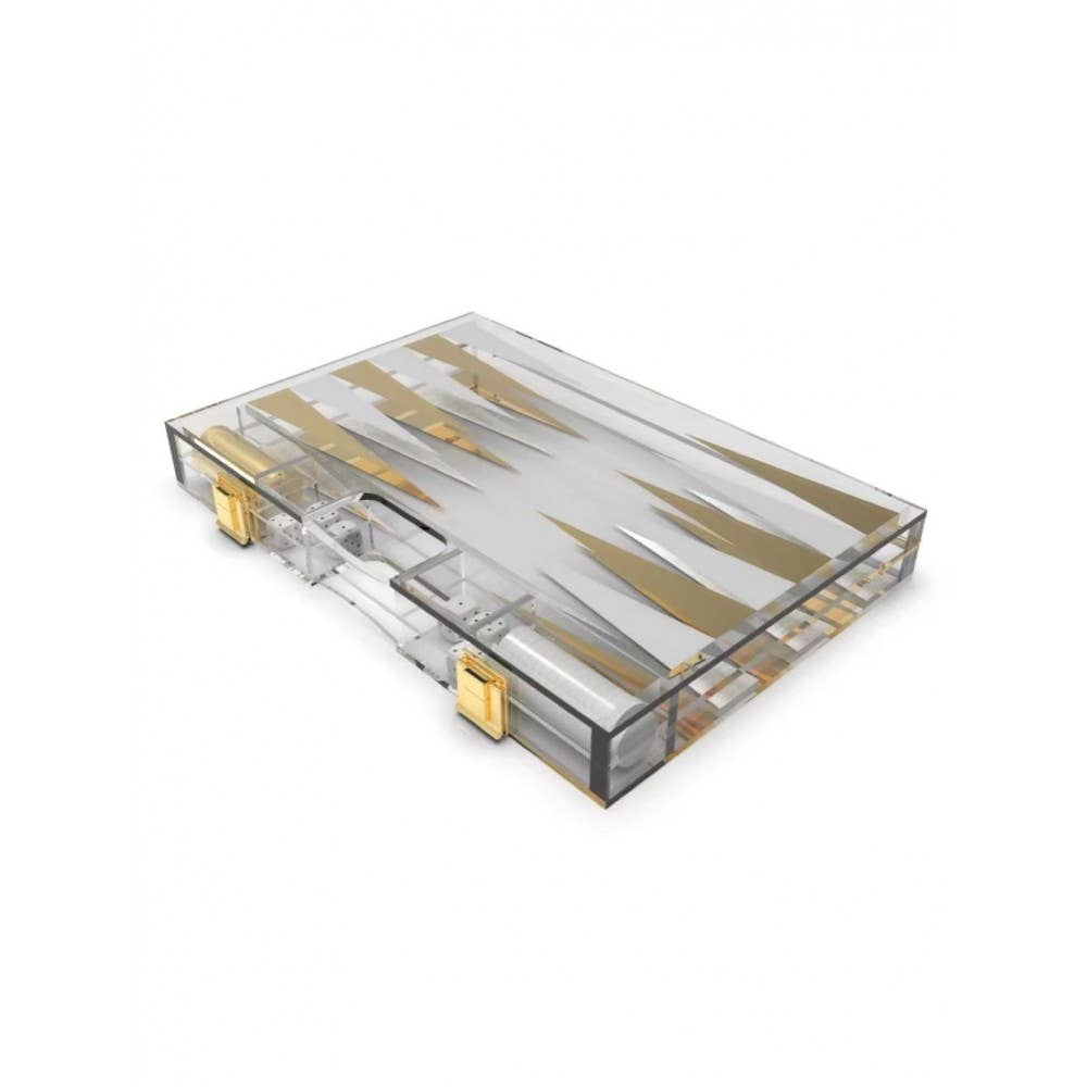 AULICA - Wholesale Board Game - White and gold acrylic backgammon set1