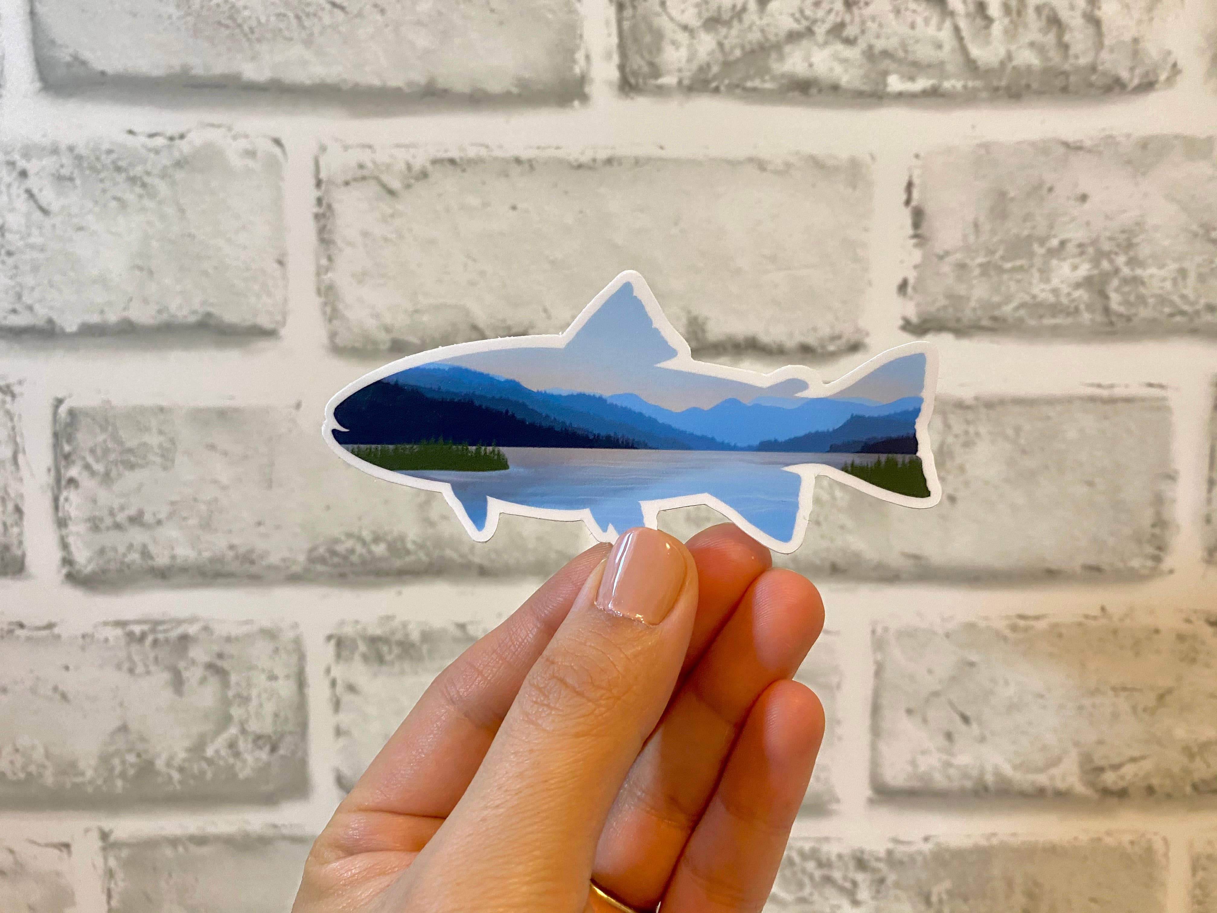 Aspen Designs - Wholesale Sticker - Lake Trout Fish Mountain Sticker0