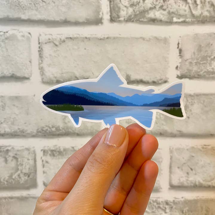 Aspen Designs - Wholesale Sticker - Lake Trout Fish Mountain Sticker