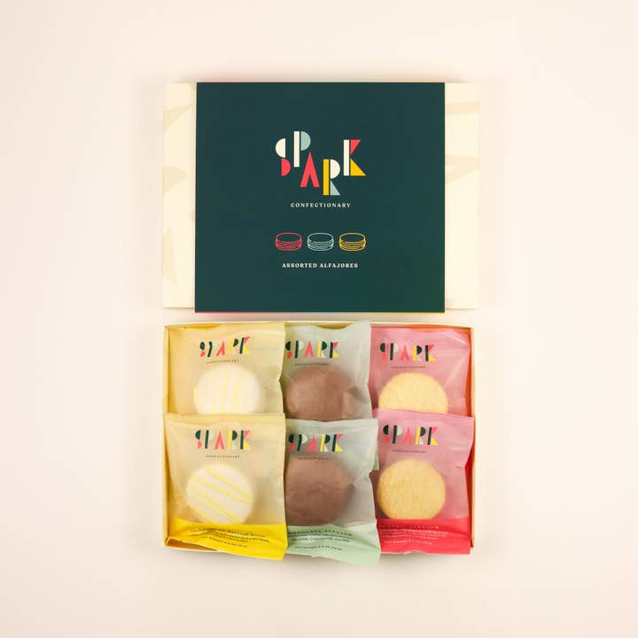 Gift Box of 6 Assorted Alfajores for wholesale by Spark Confectionary