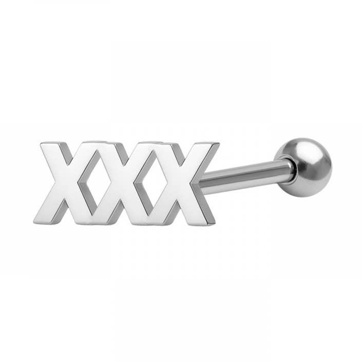 316L SURGICAL STEEL XXX WORD TONGUE BARBELL for wholesale by CRAVE