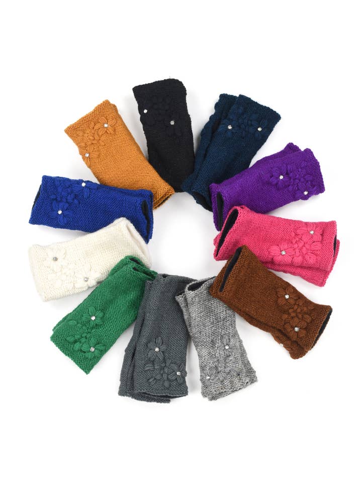 Fancy Handknit Wool Wristlets-04136 for wholesale by Nusantara Inc.