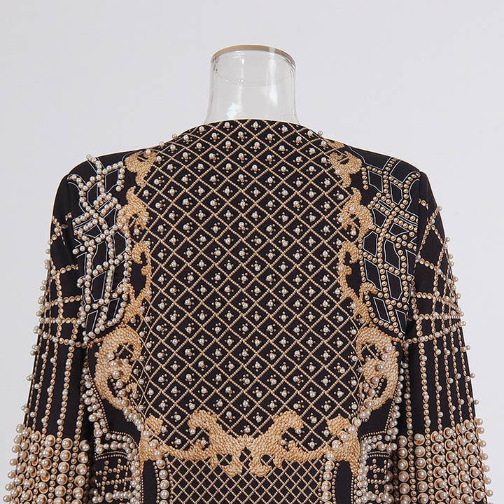 Color as pictures CT95 Beaded V-Neck Long-Sleeve Trench Coat for Women for wholesale on Faire11