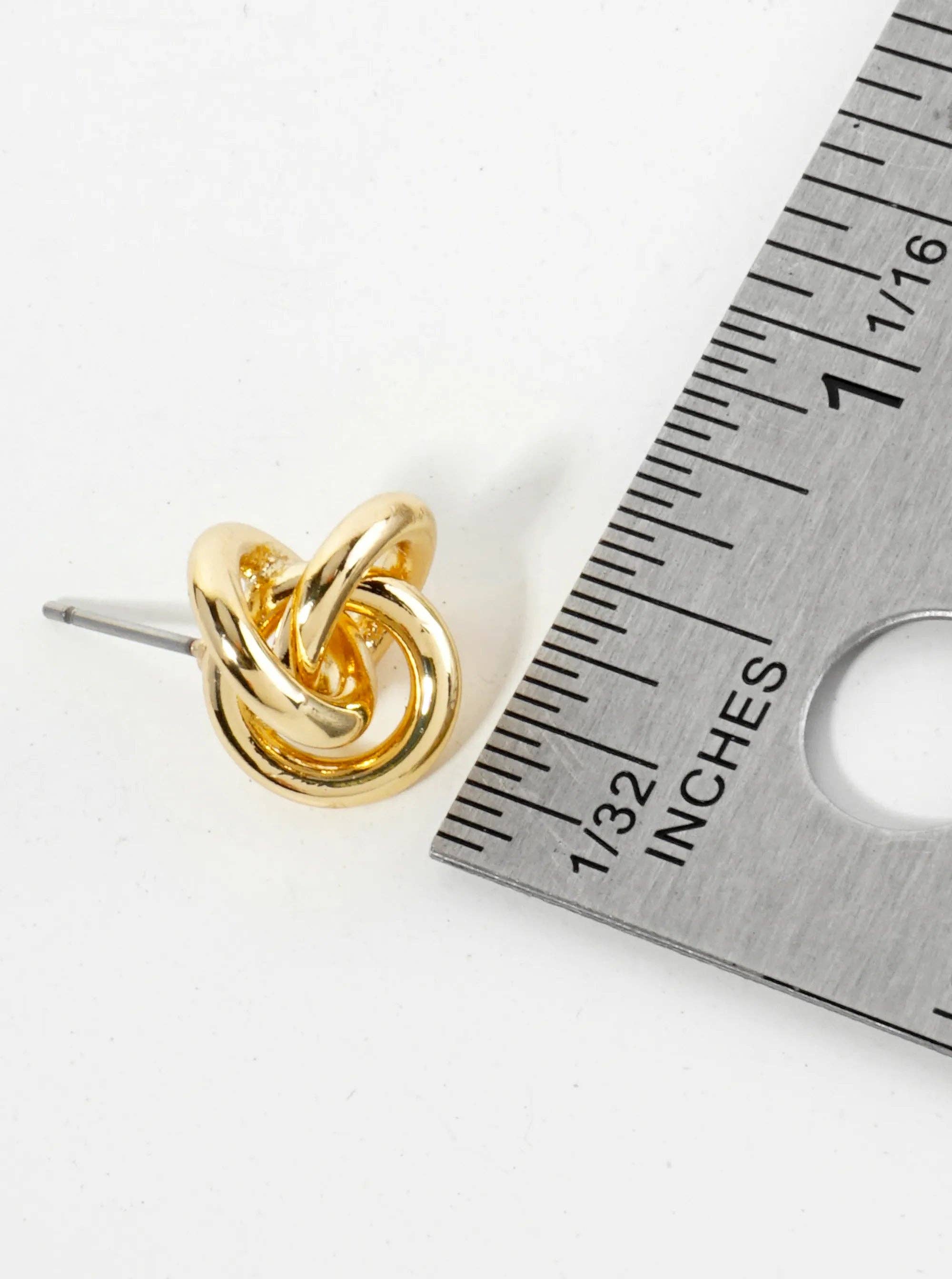 Wild Honey - Wholesale Stud/Post Earrings - Polished 14K-Gold-Dipped Brass Love-Knot Stud Earrings2