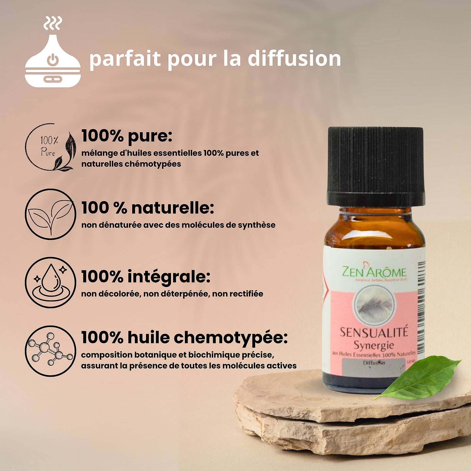 Zen'Arôme - Vente Huile essentielle - Synergie d'Huile Essentielle Sensualité à Diffuseur - 10 ml3