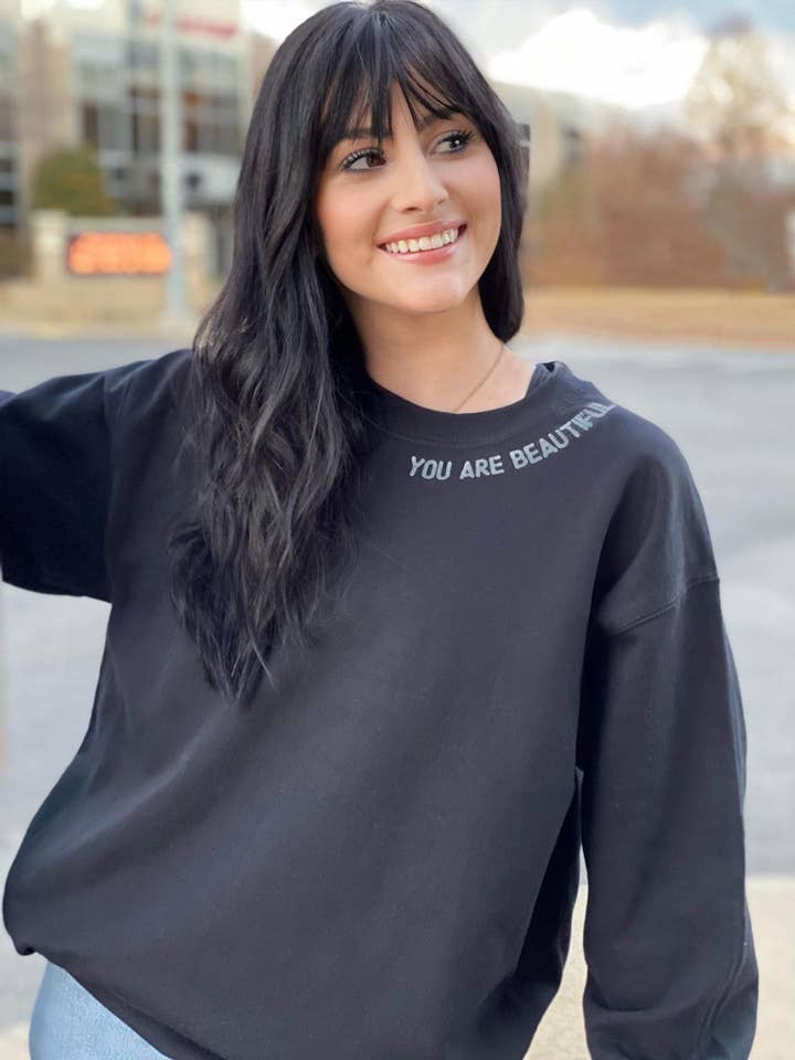 Adelle Linen - Wholesale Graphic Sweatshirt - Women's - Darling, You Have No Flaw In You Sweatshirt