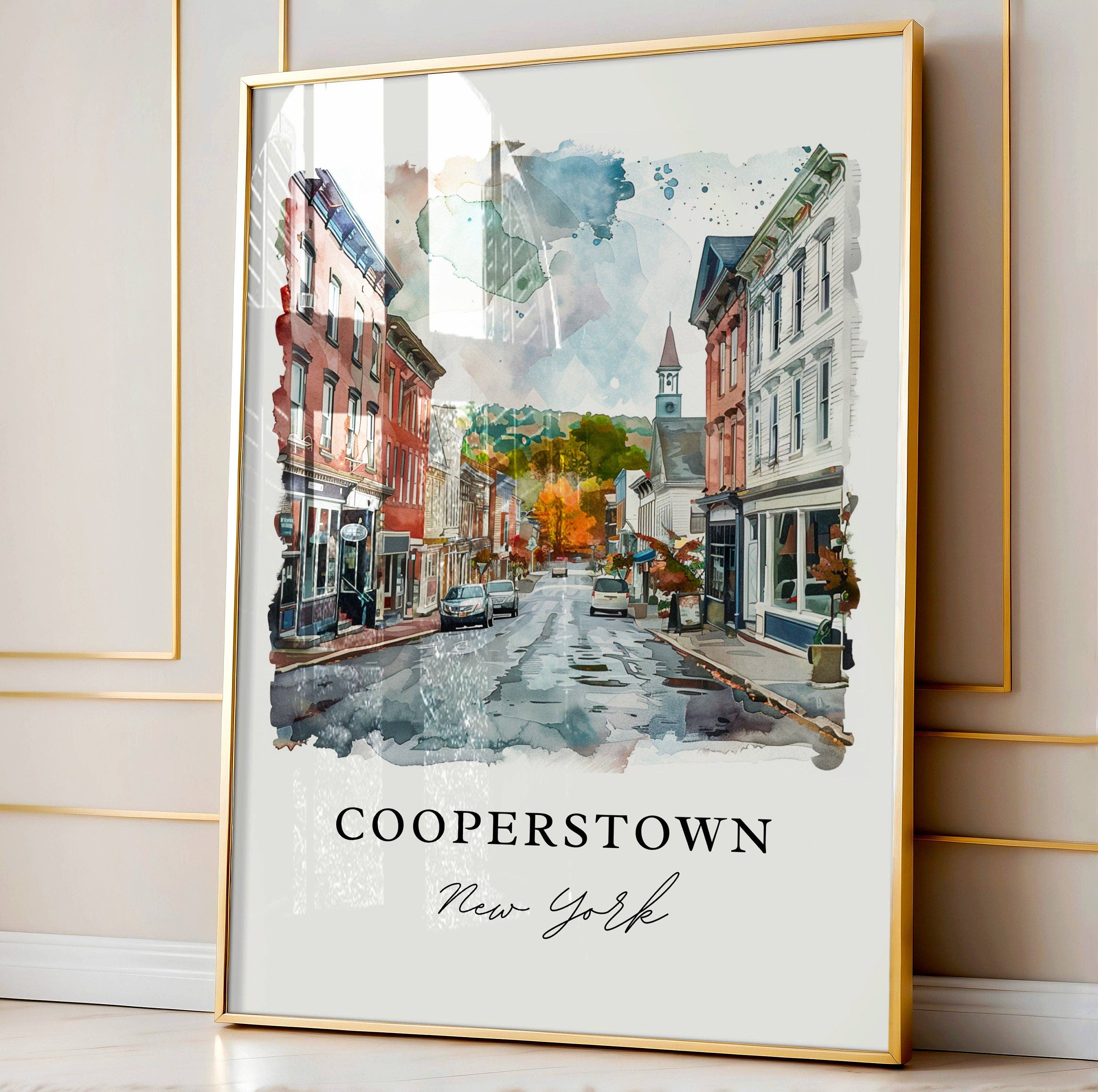 Premium Travel Art - Wholesale Art Print - Cooperstown NY Wall Art, Cooperstown Print, Baseball Hall of Fame Art, Cooperstown NY Gift,3