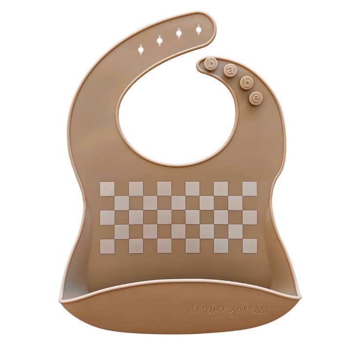 Denver James - Wholesale Bib - Baby - Silicone Bib - Tan Checkers