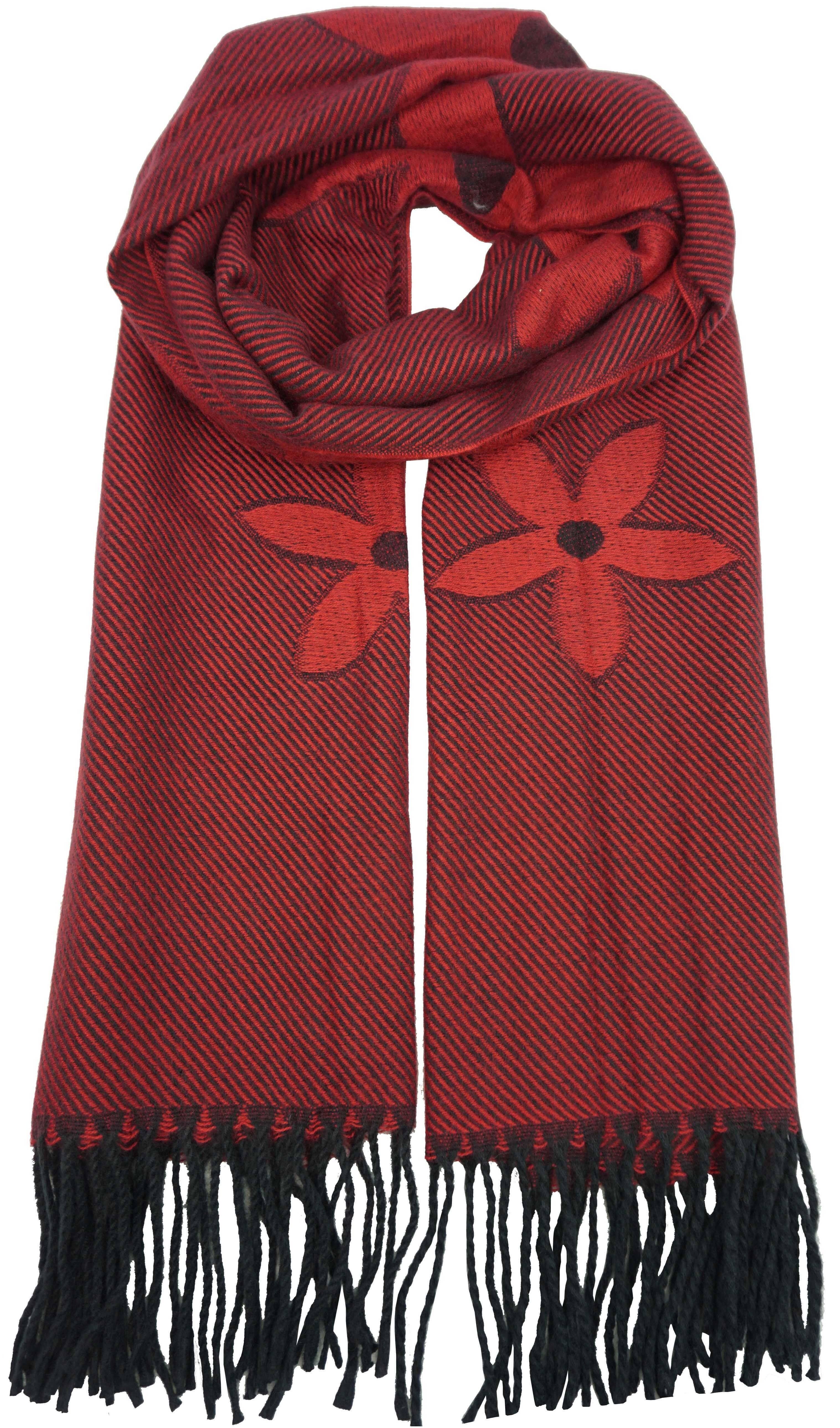 Anais - Vente Écharpe – femme - Echarpe avec franges et fleurs réversible YF59663