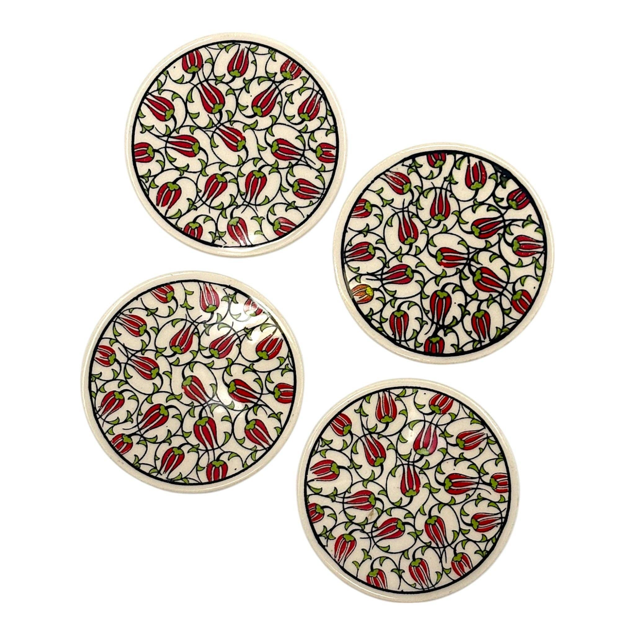 cotonIQ - Wholesale Coasters - Ceramic Coasters - Set of 4 - Tulip - 9cm0