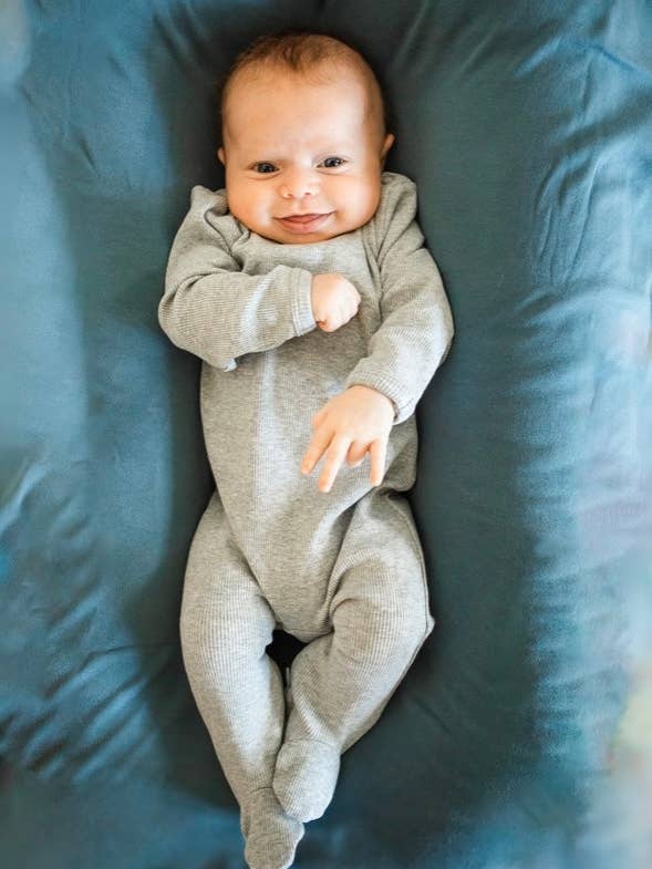 Heather Grey Ribbed Footie for wholesale by Niche bebe