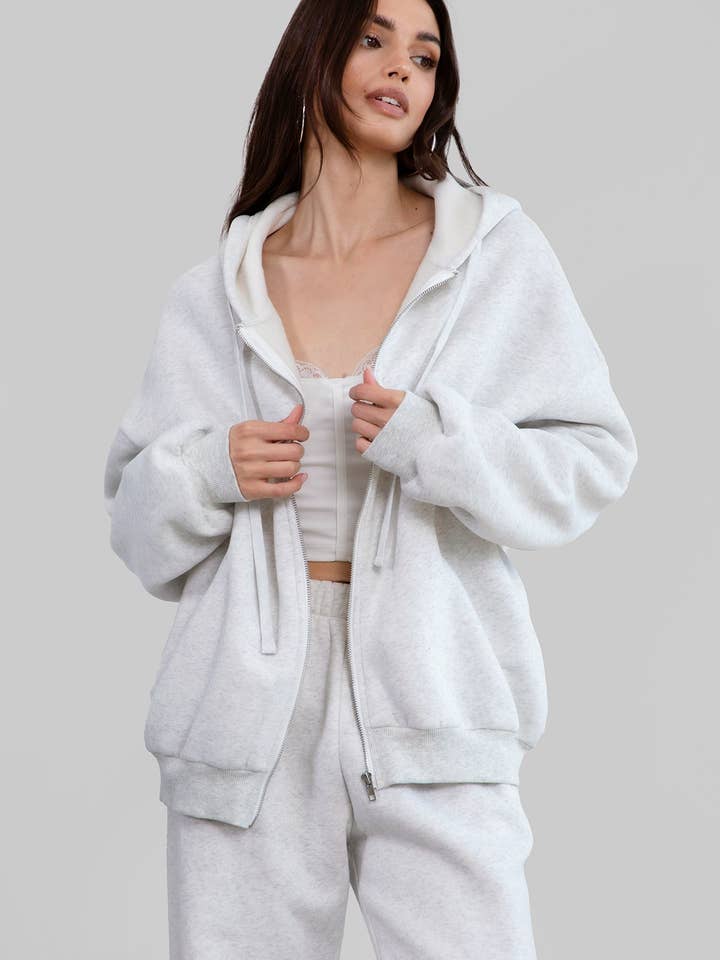 TICTOC - Wholesale Hoodie - Women's - UNIVERSITY Oversized Loose Fit Zip Up Hoodie
