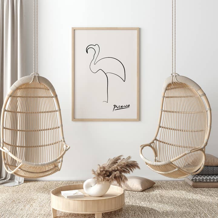 Sugar & Canvas – Impressão artística por atacado – Pablo Picasso Flamingo Linha Desenho Arte Print P356