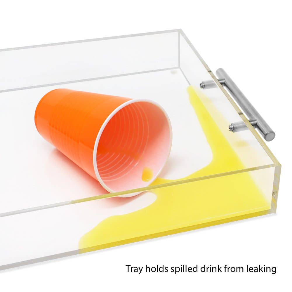 Isaac Jacobs International - Wholesale Serving Tray - Isaac Jacobs Clear Acrylic Serving Tray with Metal Handles59