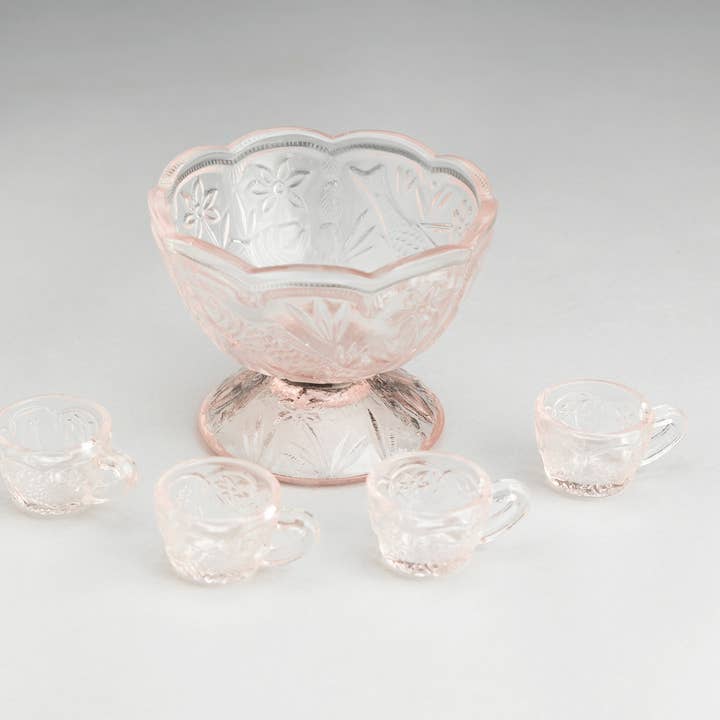 AA Importing - Wholesale Bowl - Pink Mini Glass Punch Bowl Set
