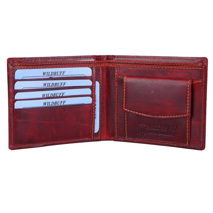 SPORTGIFTZ – wholesale Wallet - Men’s – WILDBUFF Mens Maroon Leather Wallet Timeless Everyday Wallet, Gift Ready4