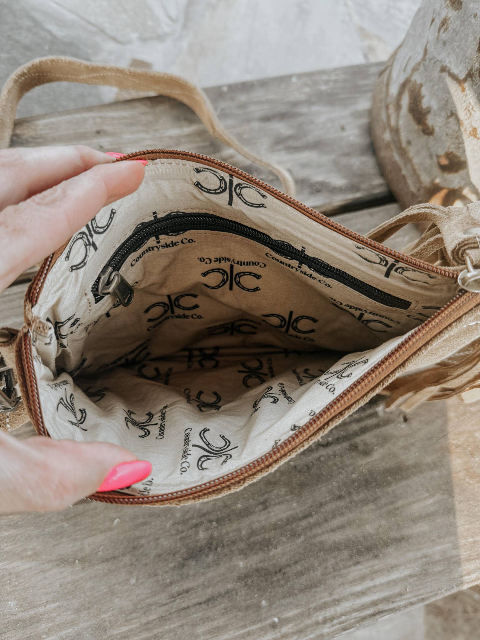 Texas Western Cowhide Bags and More - Wholesale Crossbody Bag - Women's - Boot Stitch Suede Leather Purse with Wristlet4