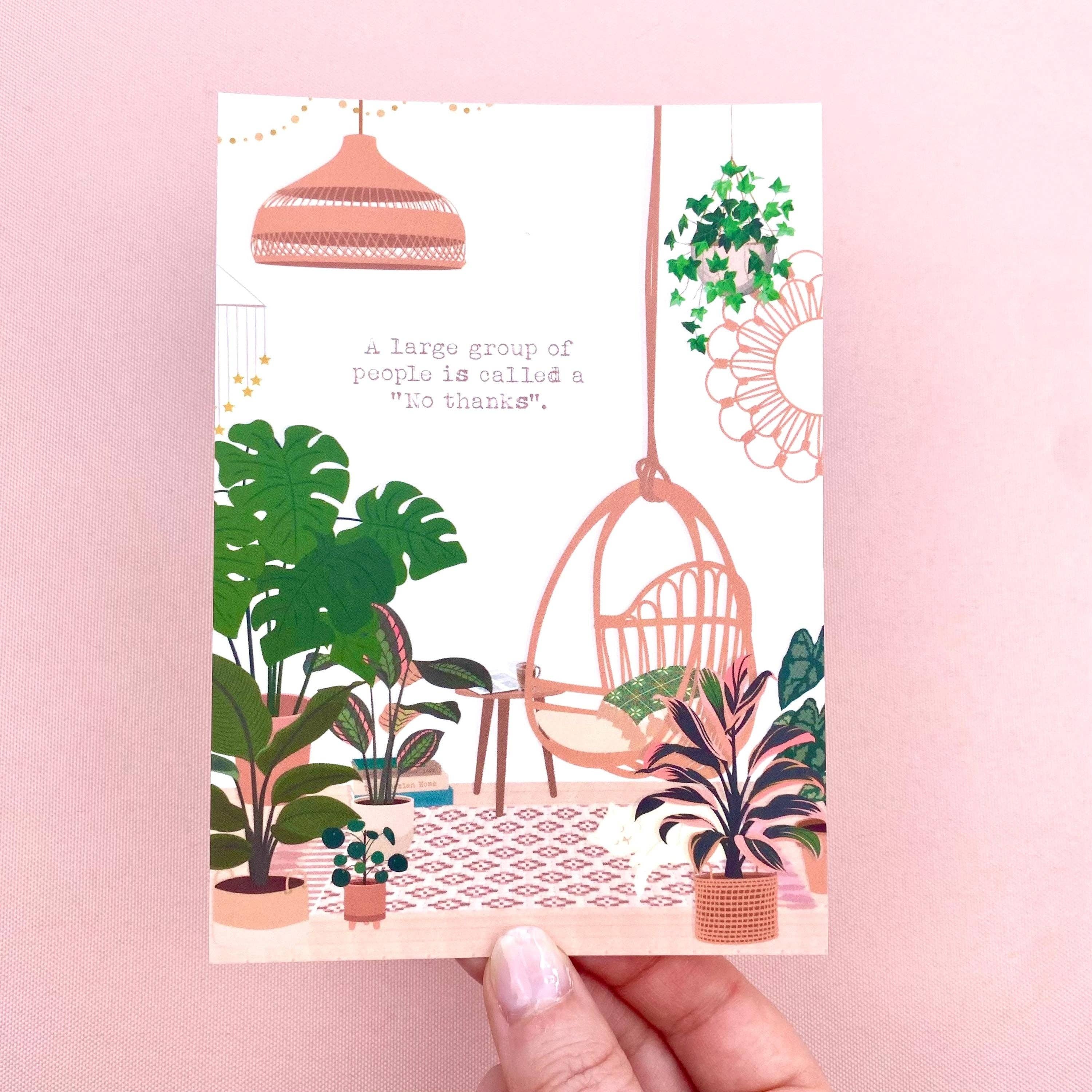 Ditsy & Stitch - Wholesale Postcard - Introvert Houseplant Room Postcard3