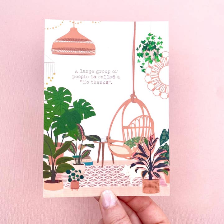Ditsy & Stitch - Wholesale Postcard - Introvert Houseplant Room Postcard3