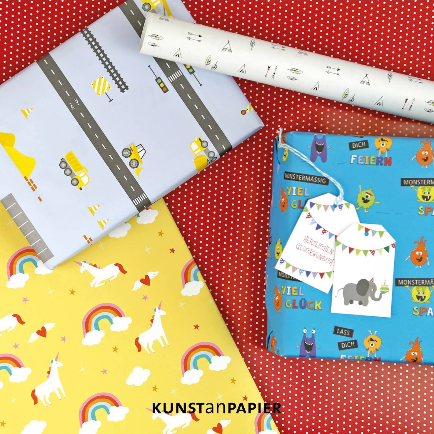 Kunst an Papier - Wholesale Flat Wrap - Gift wrap construction site Bob7
