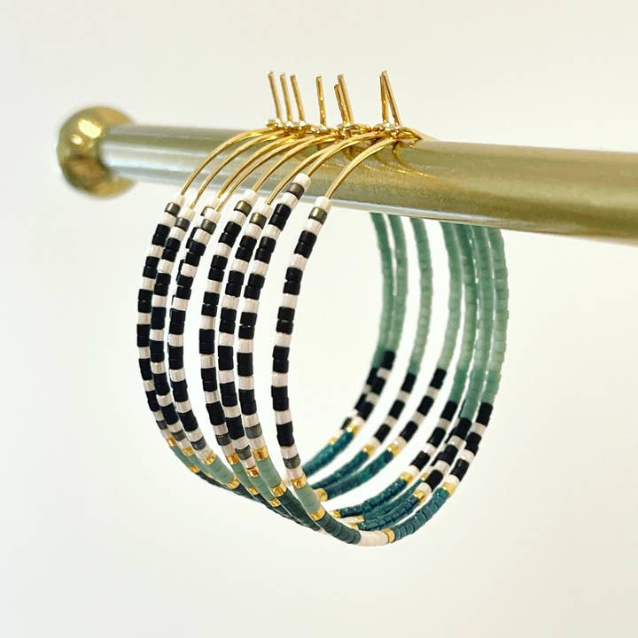 Girls Day Out by Amy Houston - Wholesale Hoop Earrings - Sea Foam miyuki glass beaded hoop earrings3