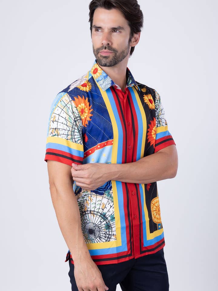 Multi Men's Floral Animal Short Sleeve Shirts 4SST38 for wholesale on Faire2