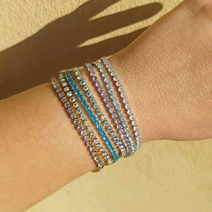 ALICIA nye farver ~ tennisarmbånd i rustfrit stål med cubic zirconia for engroshandel hos Daemon srls