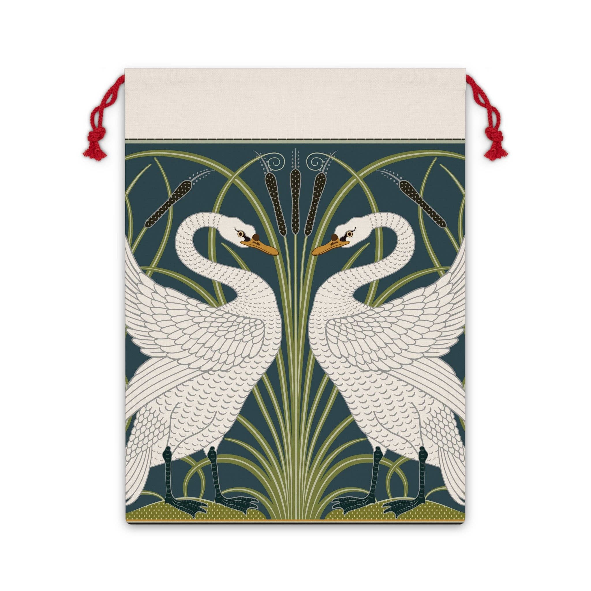 Willy Morris Home Emporium - Wholesale Christmas decoration - Christmas Santa Sack inspired by William Morris - White Swan Collection (Spruce)